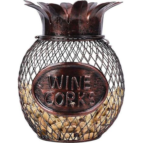 Grande tirelire en forme de cochon avec compteur de pièces et compartiment pour collectionner les bouchons de liège, motif ananas.-AquaForge (1/5)