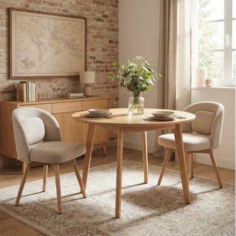 Lot de 2 chaises de salle à manger pivotantes à 360° en velours beige, assise rembourrée, pieds en bois et dossier ergonomique, pour cuisine ou salon – CHICFURN (1/5)