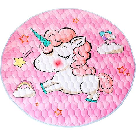 Tapis de Jeu Enfant Rond Antidérapant 150 cm Tapis Tente Rampant Bébé Tapis Pliable Tapis Eveil Enfants Epais