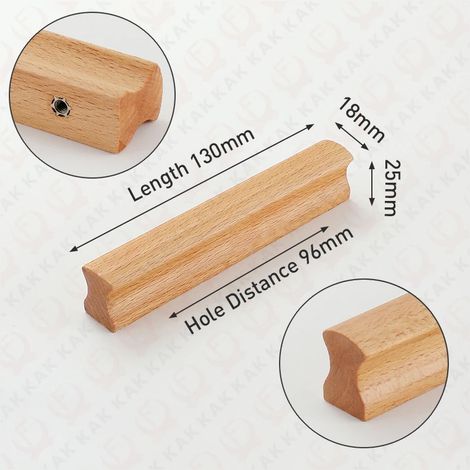 (Ensemble de 2 pièces) Poignées de meubles en bois, adaptées aux armoires, tiroirs, coiffeuses, armoires à chaussures et quincaillerie de porte de cuisine.