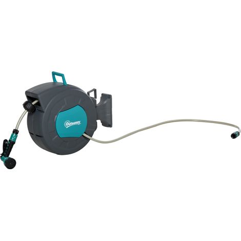 Dévidoir enrouleur automatique tuyau ZAHO turquoise et gris (1/5)