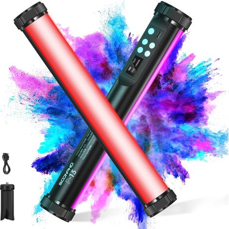 Tube LED Batterie Video Eclairage RGB Portable avec Batterie 4000mAh,RGB Tube Video CRI 97+,2500K-8500K,Luminosité Ajustable +21 Effets (1/5)