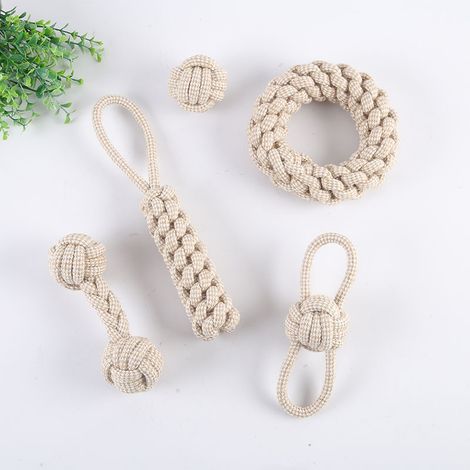 Set of 5 Dog Toy Cords with Knots, Chew Toys for Small/Medium Dogs, Puppy Toy for Dog Dental Hygiene (1/5)