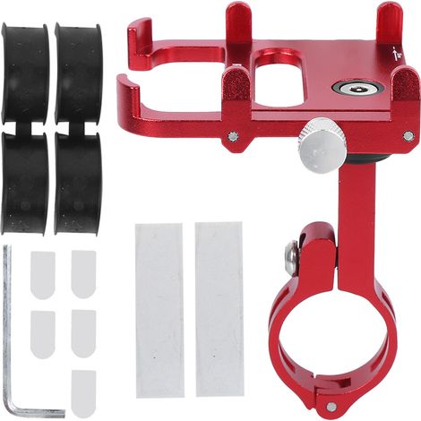 Support de téléphone moto en alliage d'aluminium, rotation 360°, fixation guidon, pour navigation vélo et GPS, couleur rouge (1/5)