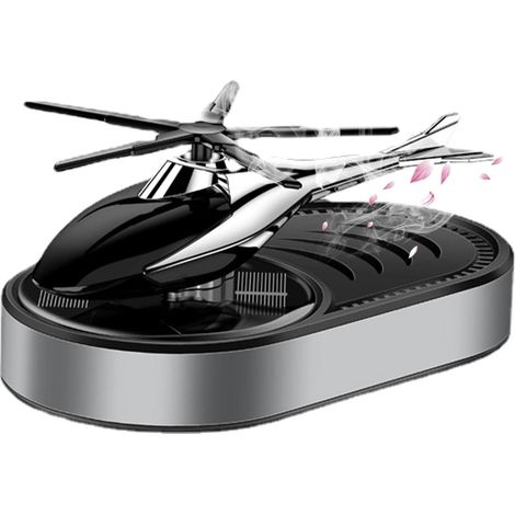 Solar-powered car fragrance diffuser – solar energy – aromatherapy diffuser in a rotating helicopter design for essential oils, rotating car fragrance diffuser pendant, silver (1/3)