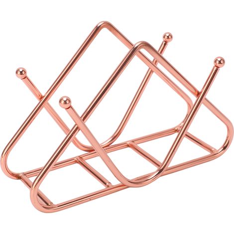 Napkin Holder Iron Art Vertical Style V Shape Large Capacity Bottom Thickening Widening Design Paper Holder Rose Gold (1/5)