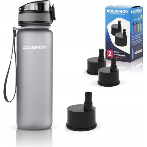 Bouteille filtrante Aquaphor City 500 ml + 3 filtres, grise (1/5)