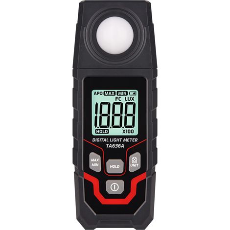 Digitales Lux-Messgerät, 0–200.000 Lux und LCD-Display, Auswahl der Lux/FC-Einheit, digitales Lux-Messgerät, Photometer, Belichtung, Reaktion und Datenspeicherung, mit Benutzerhandbuch