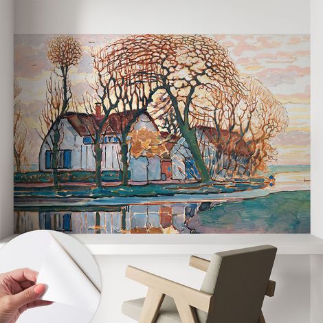 Papier peint autocollant avec imprimé pour décoration intérieure pour rénovation a motif Paysage idyllique 104x70 cm (1/5)