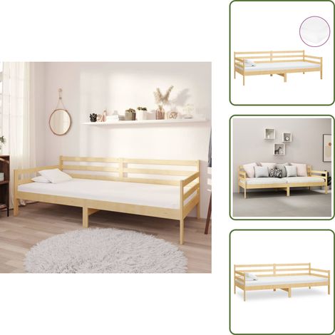 Lit de repos avec matelas 90x200 cm Bois de pin massif - Lit Convertible - Canapé Lit - Lit Bois - Meuble Chambre - Literie (1/5)
