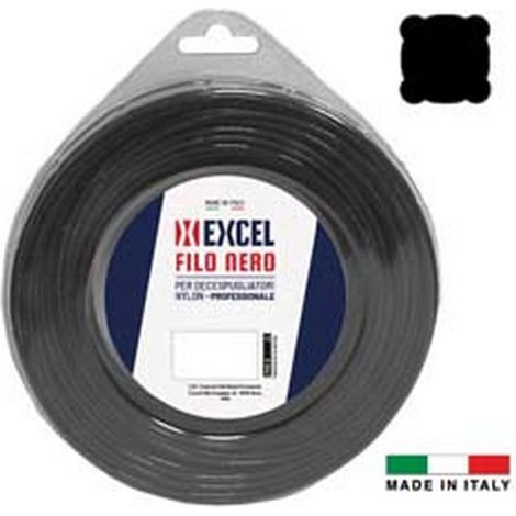 1PZ FILO PER DECESPUGLIATORE IN NYLON QUADRO NERO -  mm.3,3 in matassa da mt.40