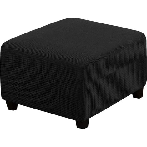 Housses Extensibles pour Tabouret de Rangement - Tissu Élasthanne Noir, Protection avec Élastique (1/4)