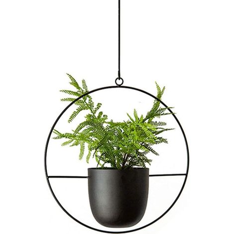 Pot de fleurs suspendu en métal - Modèle de suspension - Succulents - Pot de fleurs suspendu - Décor mural - Pot de fleurs (Round) (1/5)