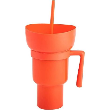 Tasse à pop-corn Tasse à snacks Tasse multifonctionnelle-Orange (1/5)