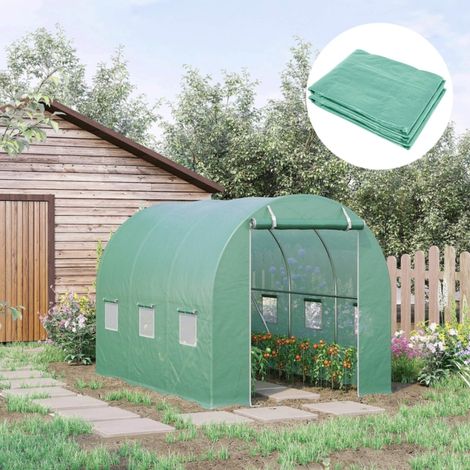 Gewächshausfolie Ersatzplane 300x200x200 mit Fenstern Grün OKMYHOME (1/5)