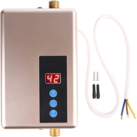 220V 5,5 kW Mini Mini le chauffe-eau électrique Instant Système de douche sans réservoir Cuisine Golden (1/5)