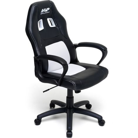 Sedia da Gaming Ergonomica 62x60x113 cm in Similpelle Nero e Bianca