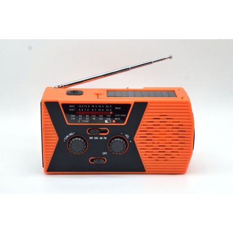 Filiyano – lampe torche et liseuse – Radio portable AM/FM NOAA avec lampe torche et liseuse intégrées, batterie externe 2000 MAH - Orange (1/5)