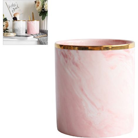 Porte-stylos en céramique marbre, rangement pour pinceaux cosmétiques et ustensiles de table, décoration de bureau et cuisine.