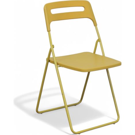 Sedia senza braccioli in resina impilabile con schienale aperto 40x43xH78 cm Elettra - Giallo (1/4)