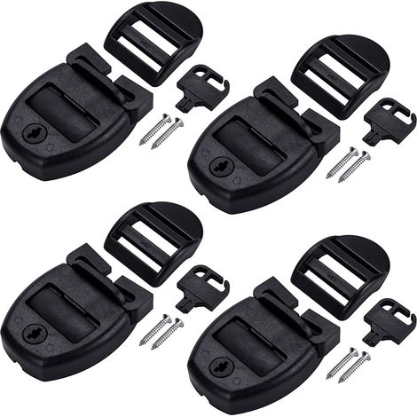 Lntyq 4 Set Hot Tub Cover Clips, kit de réparation de couverture de spa, kit de réparation de loquet de remplacement avec fente, 4 glissières, 4 clés avec 8 vis, loquets Clip Lock