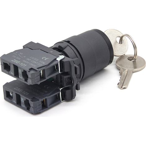 XB5-AG33ZBE Silver Dot Double Normally Open Keyless Three-Position Rotary Plastic Push Button Switch with 22mm Cutout (1/3)