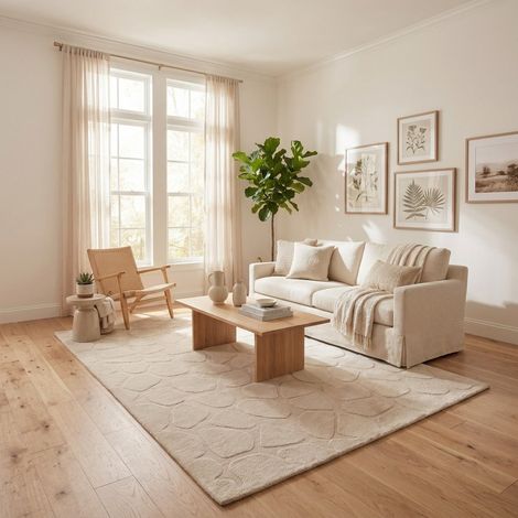 Tapis en laine Boulder Beauty - Tapis en laine - 180x120cm, Rectangular - 100% Laine vierge - Tufté main - Crème