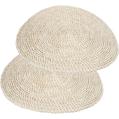 Lot de 2 futons en paille faits main, coussins de méditation et de yoga en écorce de maïs, coussins pour fenêtres en baie, futons en paille de style japonais et chinois. (1/5)