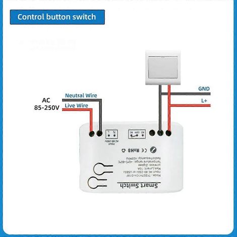 Interrupteur intelligent Tuya Zigbee avec capteur de température, relais Zigbee à contact sec passif, compatible avec les systèmes domotiques (85-250 V CA). (1/5)