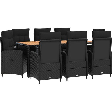 Maison Exclusive - Outdoortisch-Set 9 stk. Schwarz (1/5)