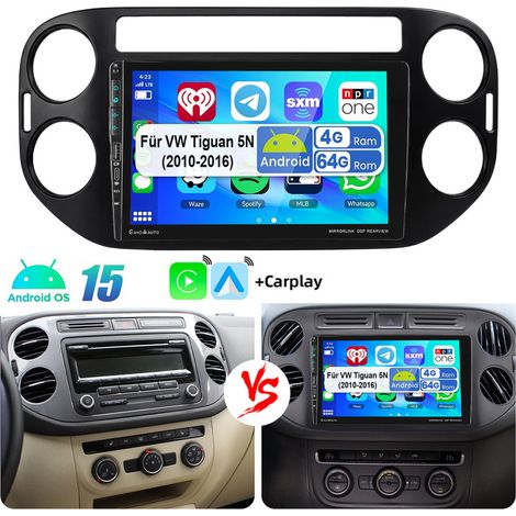 Autoradio Android 15 avec CarPlay, GPS, RDS et Wi-Fi pour VW Tiguan 5N et Golf Plus, avec port USB Type-C - 4+64G (1/5)