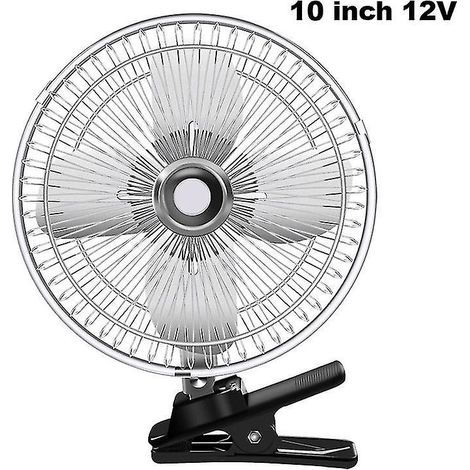 12/24-V-Elektrolüfter für Auto, Transporter und Haushalt, 2 Geschwindigkeitsstufen, mit Klemme, für den Sommer. Kühlventilator für LKW und Fahrzeuge, schwarz, 15 cm (6 Zoll) – 25 cm (10 Zoll), stahlfa