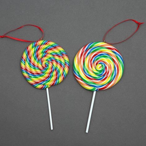 Christmas Hanging Decoration 12Pcs Ceramic Candy Cane Lollipops (1/2)