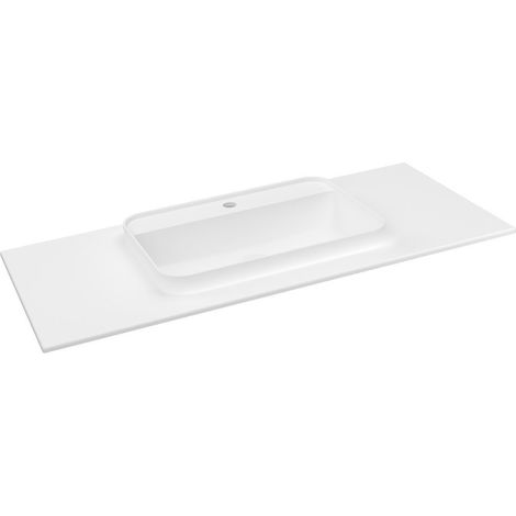 Lavabo BRAHEA 111,6x51,5cm, Rockstone, blanc mat