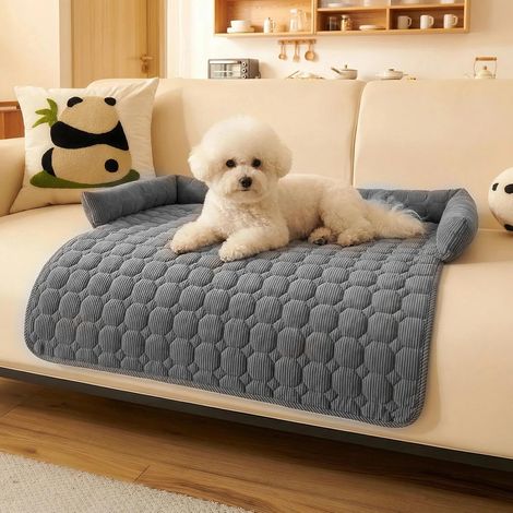 1 Coussin Chien Antidérapant Lavable 75x75 Cm Gris Foncé Pour Canapé Lit Petite Moyenne Grande Taille