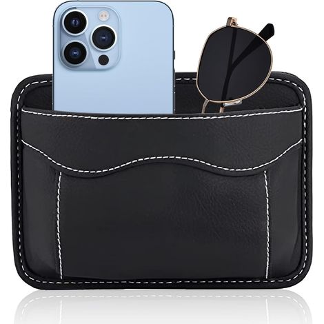 1 Organiseur de siège, Cuir synthétique, Adhésif robuste, Rangement téléphone clés, Pour voiture bureau (1/5)