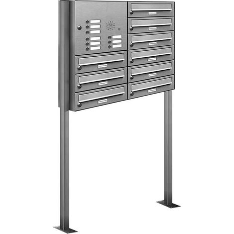 9er V2A Edelstahl Briefkasten Standanlage Freistehend mit Klingel (1/5)