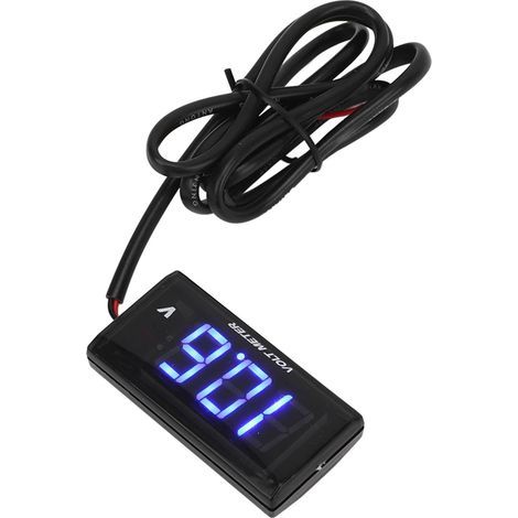 Universelles, ultradünnes LCD-Voltmeter für Motorräder, wasserdicht, mit Linkslenkerhalterung, 12 V DC, blau