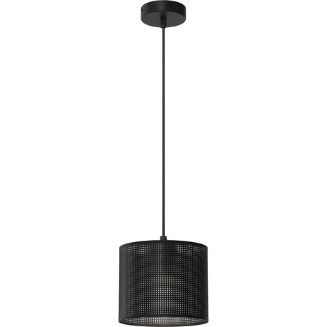 Suspension noire Ø18 grillage loft E27 métal Luminex