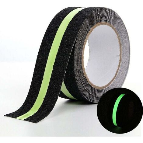 Bande antidérapante adhésive avec bande fluorescente pour la réflexion nocturne. bande antidérapante intérieure et extérieure. idéale pour les escaliers et les marches 50mm 1m