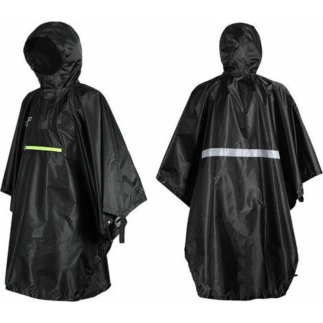 EASYCOMFORT Hommes Femmes Impermeable Vetements de pluie impermeables avec reflecteur Poncho anti-pluie avec bande reflechissante,modele:Noir - Noir (1/5)