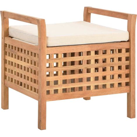 Banc de rangement 49x48x49 cm Bois de noyer massif (1/5)