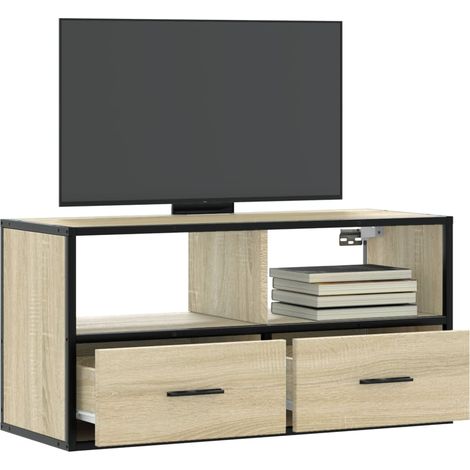 TV-Schrank Sonoma-Eiche 80x31x39,5 cm Holzwerkstoff und Metall