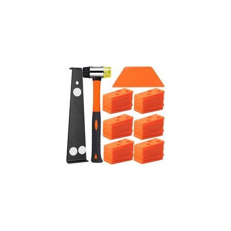 Kit d'Installation pour Sol Stratifié,Kit Pose Parquet Stratifié avec 60 Entretoises Bloc de Frappe, Barre de Traction Robuste et Maillet en Fibre de Verre, Poignée Souple Antidérapan (1/4)