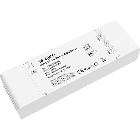 Interruptor WiFi 4 Canales Compatible con Pulsador y Mando RF SKYDANCE SS-4(WT) Blanco