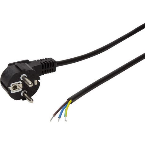 Cable de alimentación LogiLink CEE7/7 de 90° con extremo abierto, 1,5 m, negro, universal (1/4)