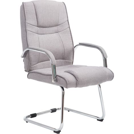Sillón de oficina sin ruedas reposabrazos silla para visitas carga máxima 180 kg en tela gris estructura de metal BUR10719 (1/5)