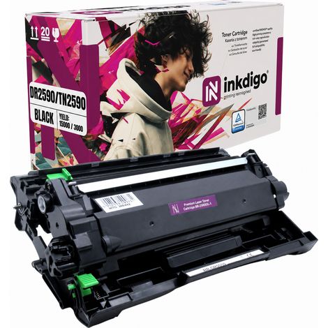 Tamburo Inkdigo + toner DR2590 TN2590 compatibile con Brother HL-L2442DW, certificato TÜV. (1/5)