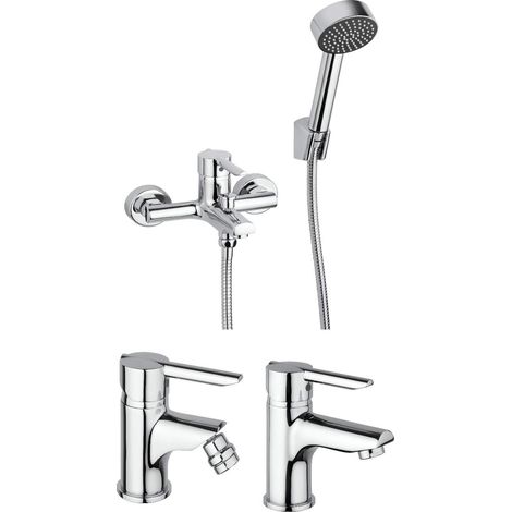 Kit de grifería para lavabo, bidé y bañera de pared Piralla Serena KITSER4CR (1/5)