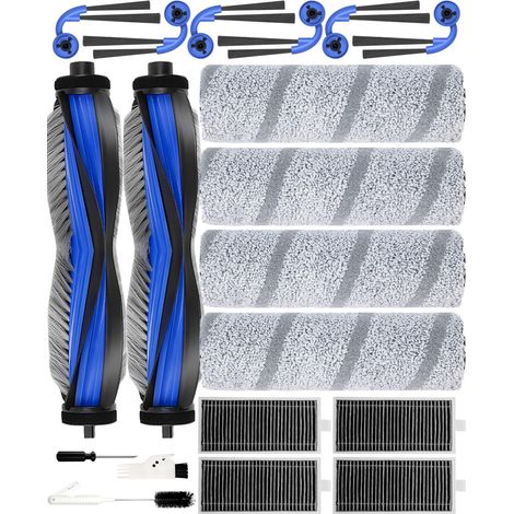 DEEBOT X11 OmniCyclone Zubehör Kompatibel mit ECOVACS DEEBOT X11 OmniCyclone / X11 Pro Omni, 19 Teiliges Ersatzteile mit 4 Wischtüchern, 2 Hauptbürsten, 6 Seitenbürsten, 4 HEPA-Filtern